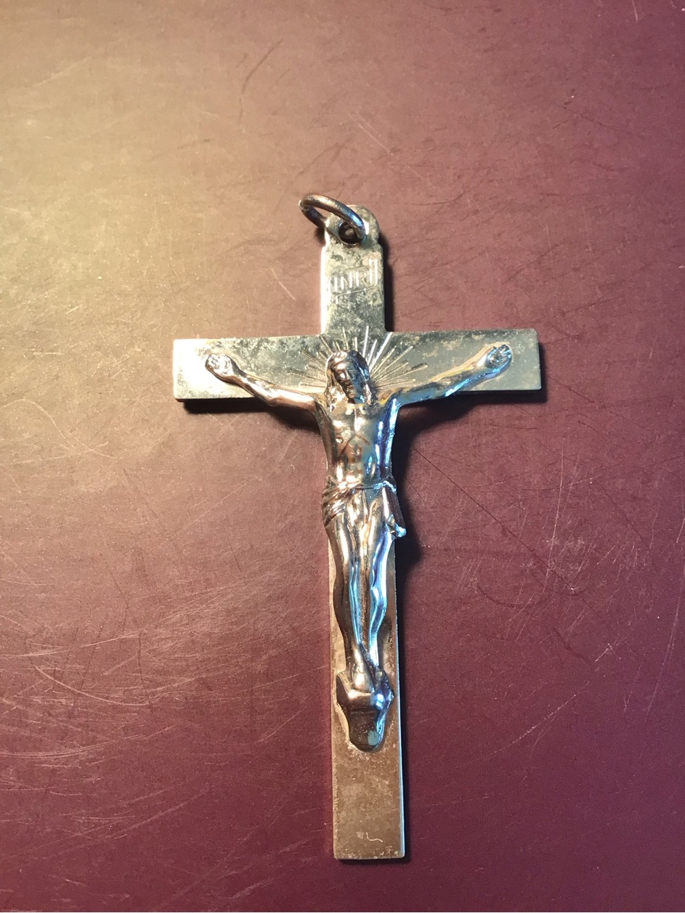 Men's Silver Crucifix Pendant - Polished Religious Cross
